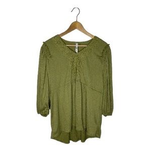 Romantic Tunic NY Collection Green Boho Blouse w/ Overlay Phoebe | XL